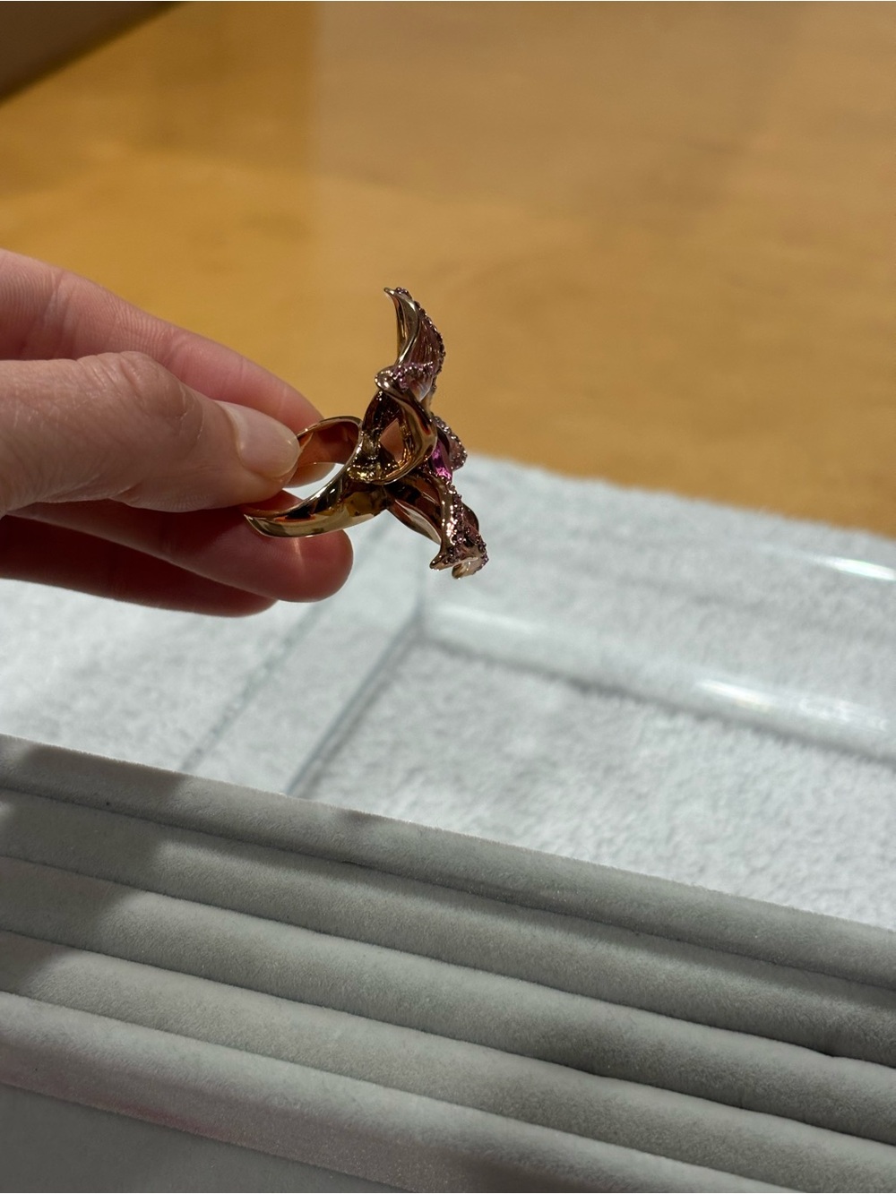 kate spade Pink Flower Rose Gold Ring size 5 - Picture 10 of 12